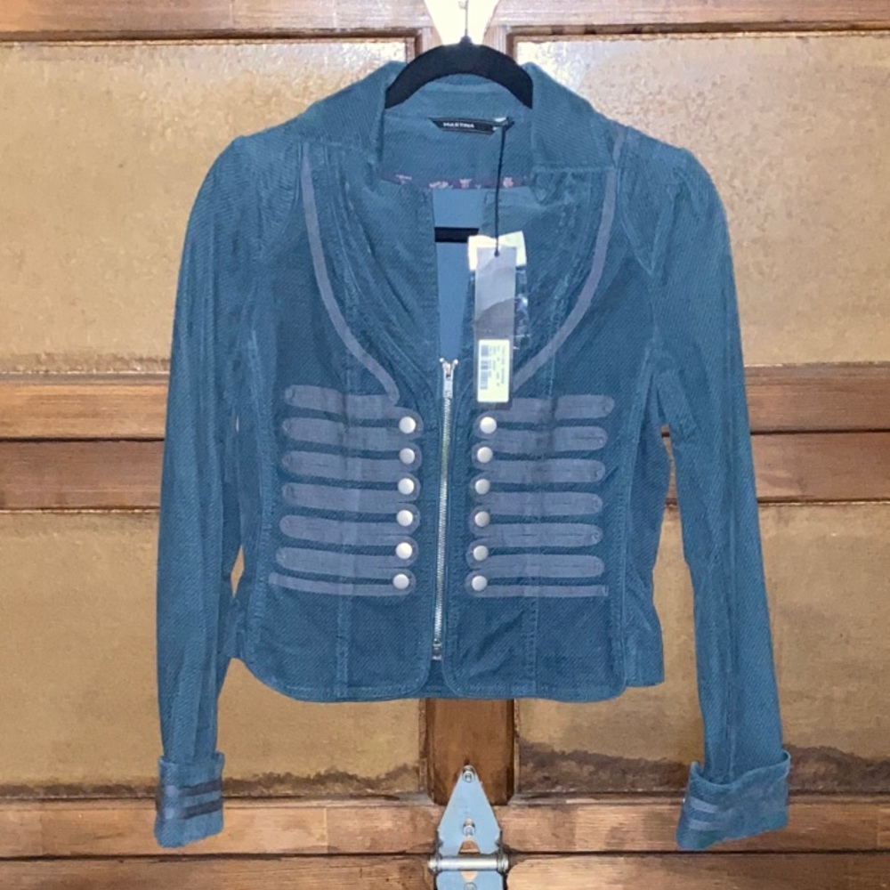 Mastina Teal Military-Inspired Women's Blazer Y2K SZ 36